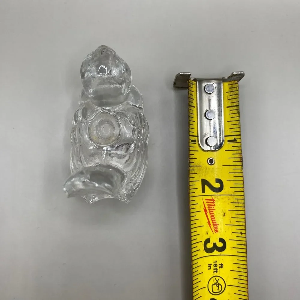 Vintage Clear Glass Bird Figurine Biederman Candle Holder Chickadee 2